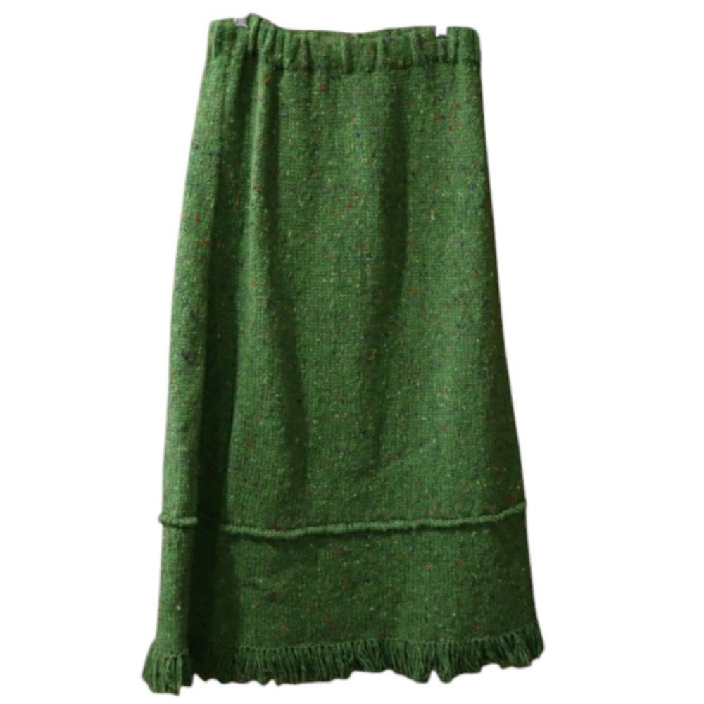 Su-Zen Vintage Green Knit Maxi Skirt Fairycore Boho Long Flowing Size Large